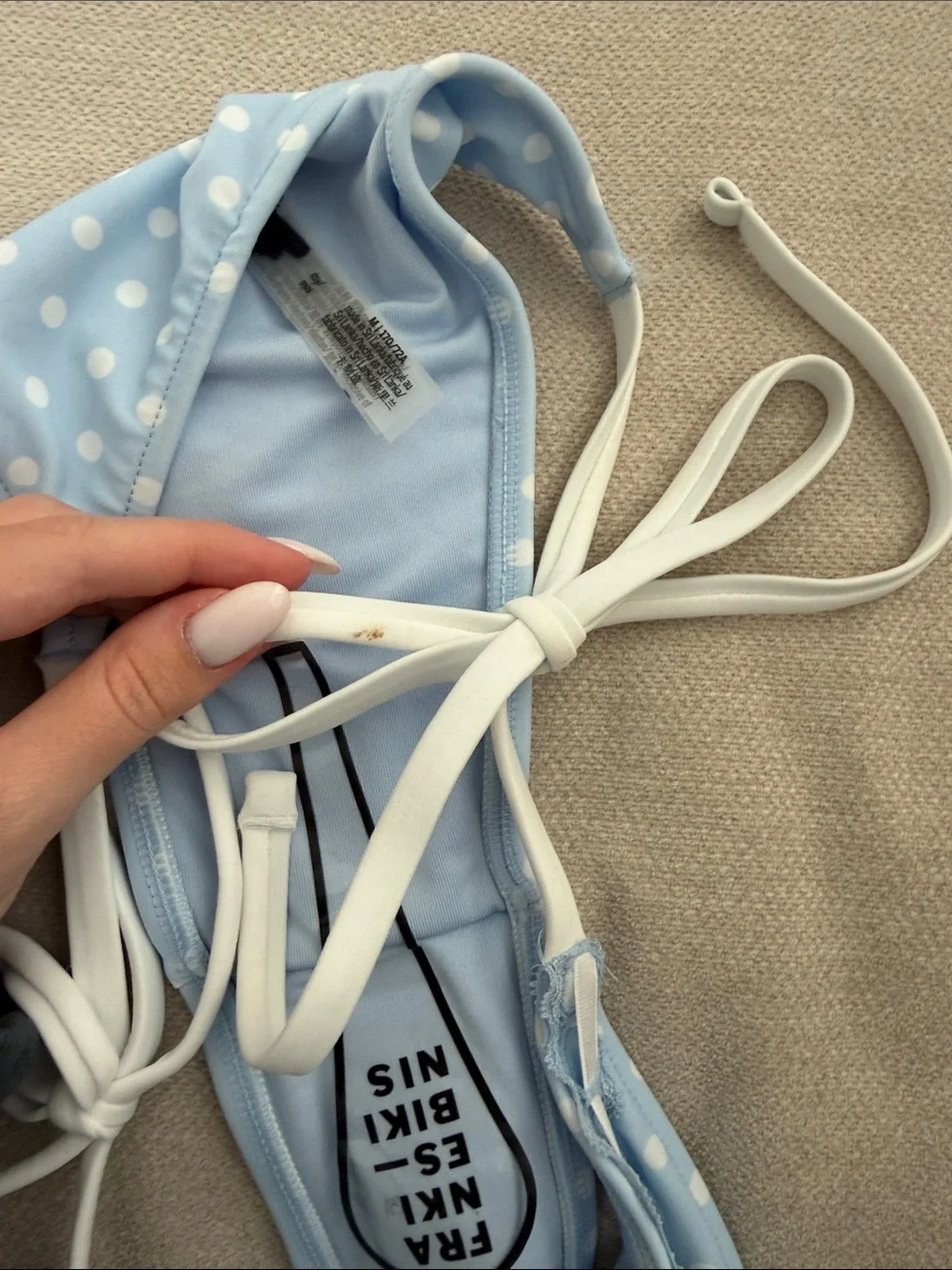Light Blue Polka Dot String Bikini Bottom